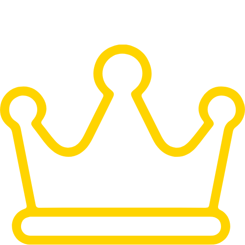 Yellow outline of a crown with three rounded points.